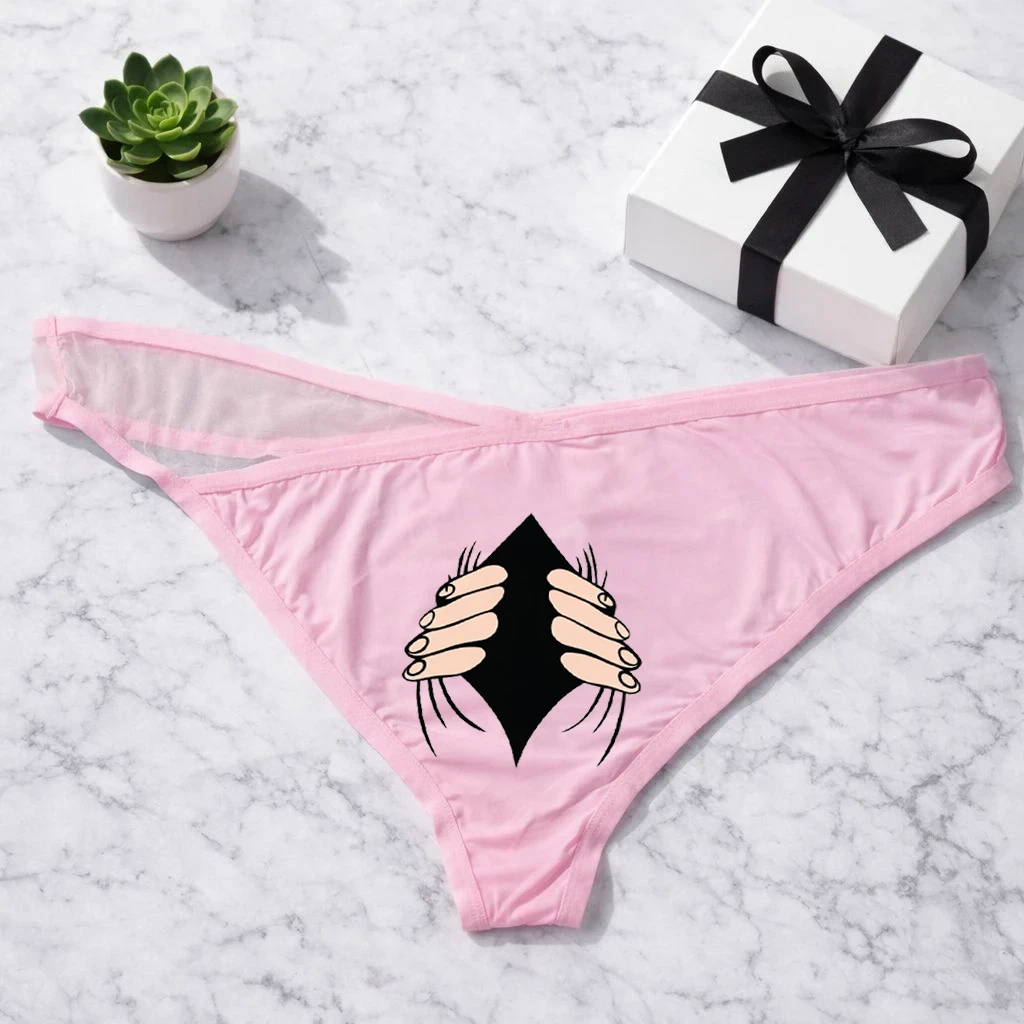 Open Hole Printed Thong